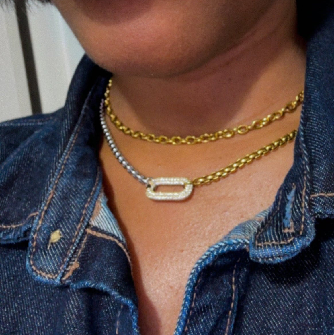 Two toned Oval necklace